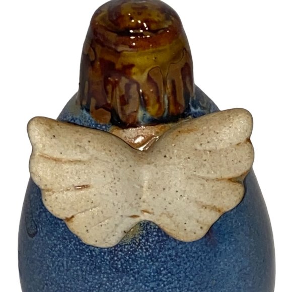 Studio Pottery Angel Glazed Blue Wings - Picture 3 of 7